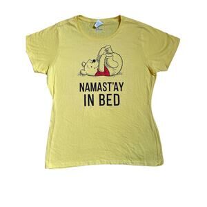 Disney Winnie The Pooh "Namaste In Bed" Shirt Size Large Yellow